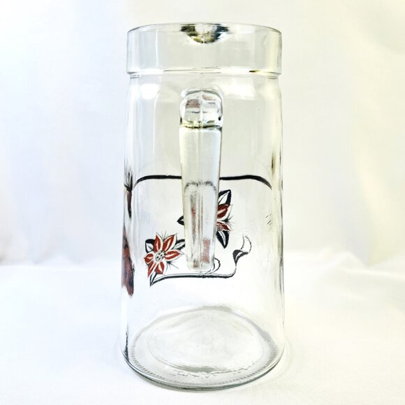 Cerve Devalbor Italy Vintage Glass Juice Pitcher Glasses Rose Pink Floral - Picture 6 of 11